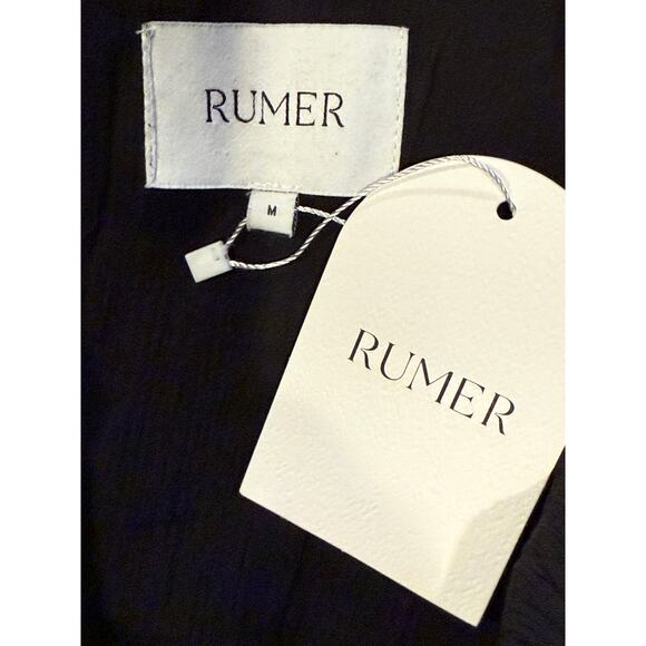 NWT Rumer The Camille Mini Dress Low Back Gathered Chest Front Cutout M Black - Picture 12 of 15